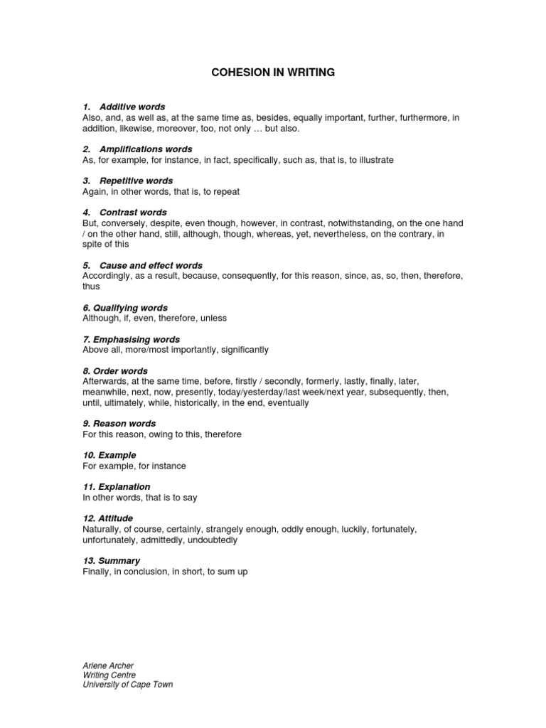 Cohesion Techniques in Writing | PDF | Self-Improvement