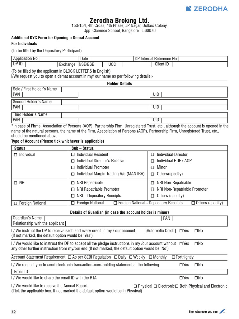 Demat Account Opening Form Details | PDF | Stocks | Margin (Finance)