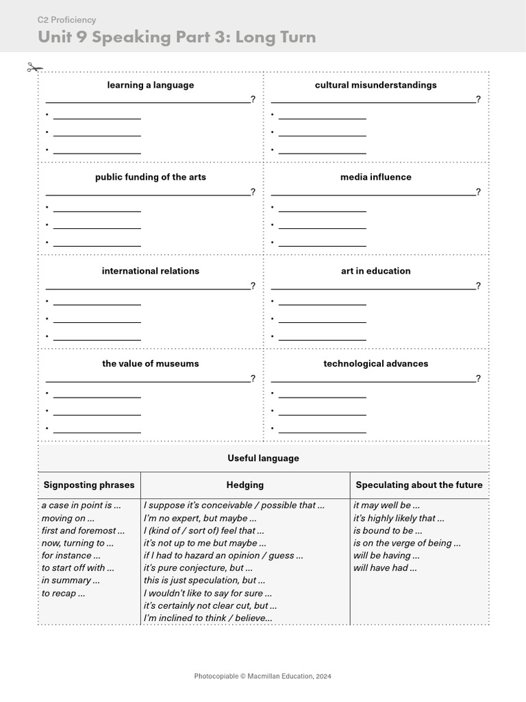 C2 Proficiency Speaking Task Guide | PDF | Question | Human Communication