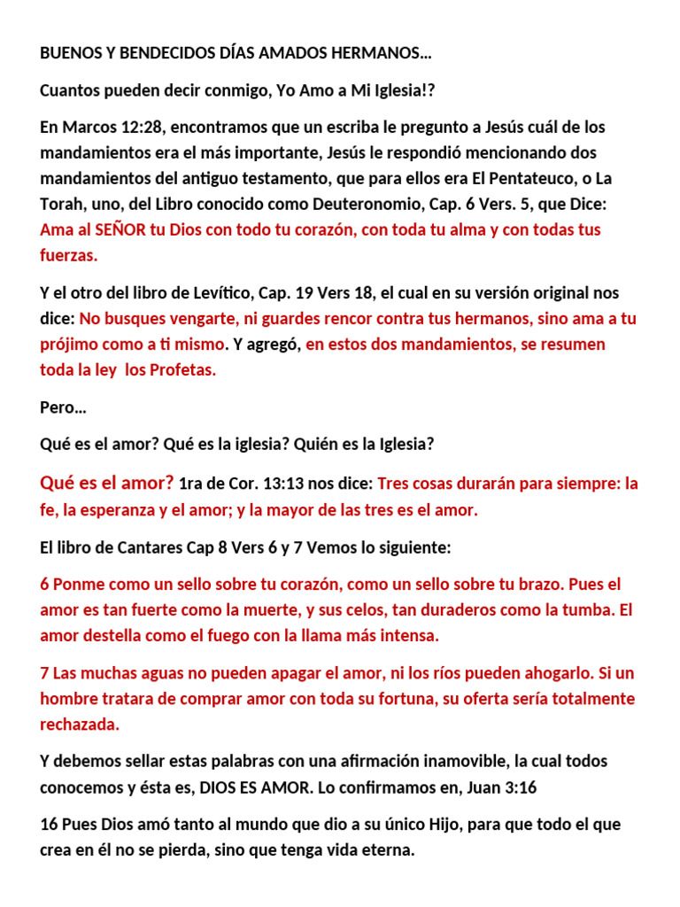 Amor y Unidad en la Iglesia Cristiana | PDF | Amor | Cristo (título)