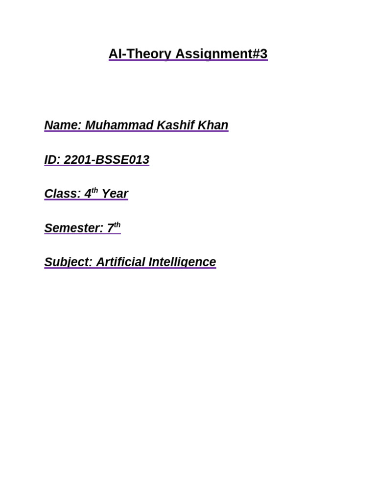 Ai Theory Assignment#3 (Kashif) | PDF