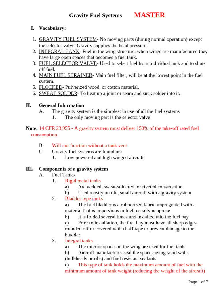 Gravity Fuel Master Notes | PDF | Valve | Carburetor