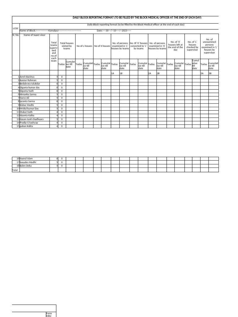 LCDC Daily Block Reporting Format | PDF