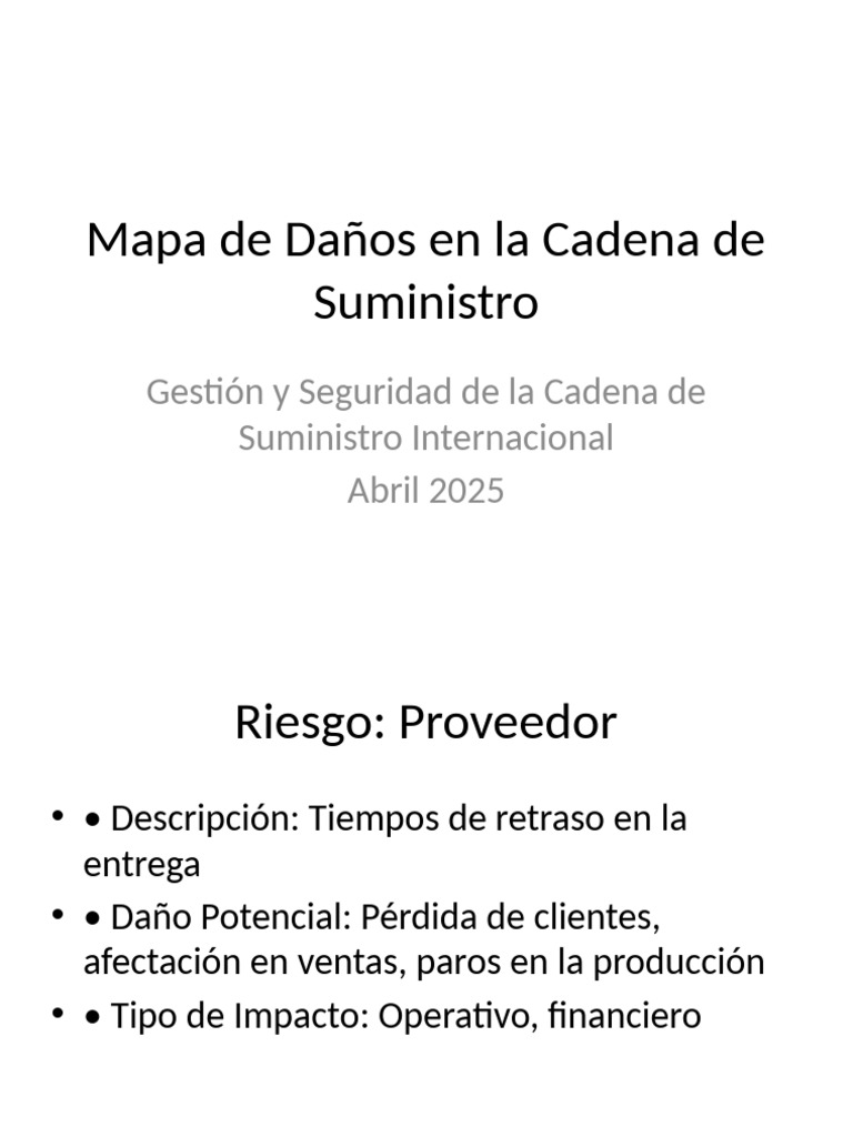 Riesgos en la Cadena de Suministro | PDF