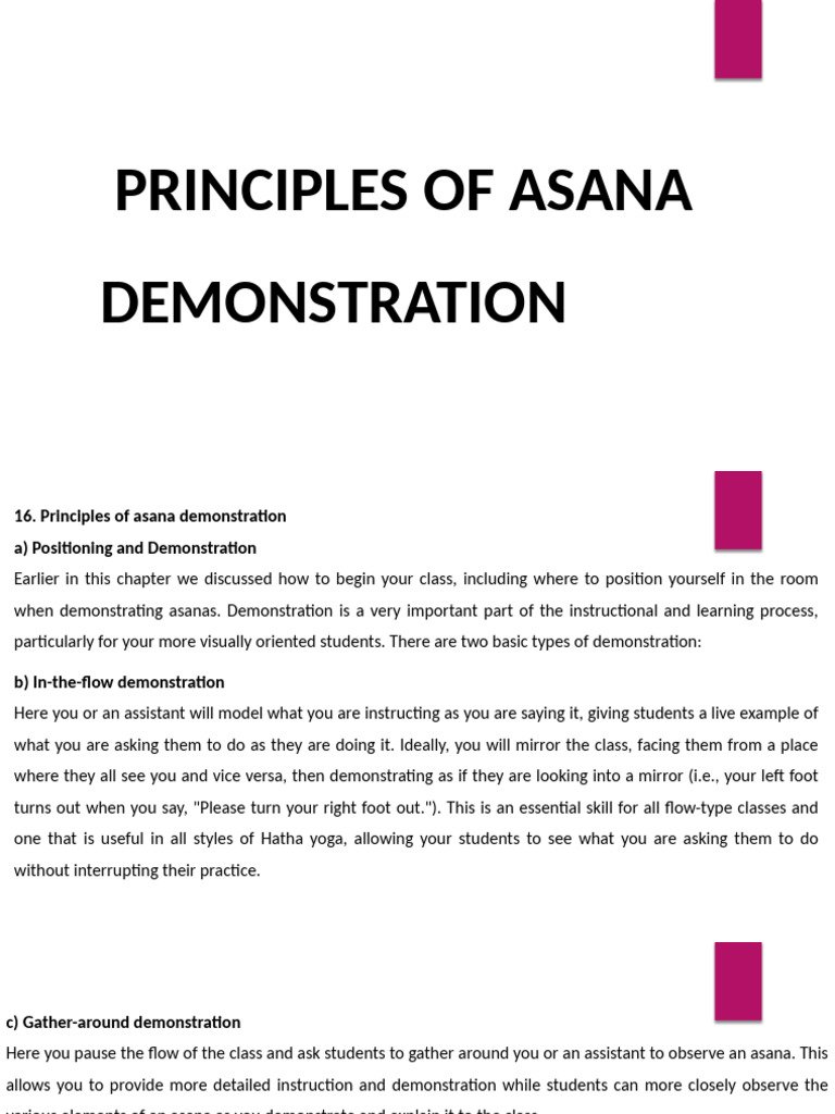 Asana Demonstration Principles | PDF | Asana | Yoga