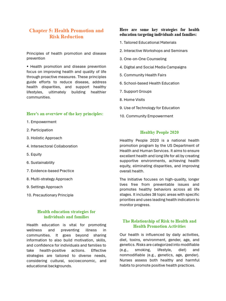 Health Promotion and Risk Reduction Strategies | PDF | Vaccines | Obesity