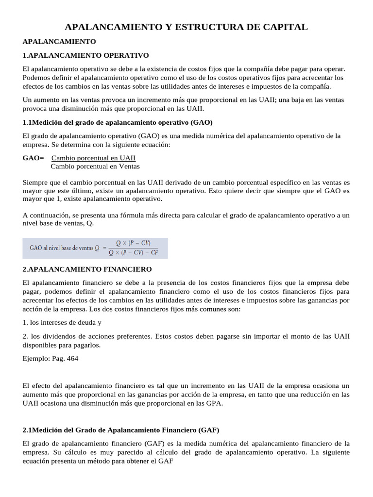 Apalancamiento y Estructura de Capital | PDF | Apalancamiento (Finanzas ...