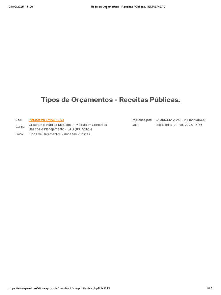 Tipos de Orçamentos Públicos e Receitas | PDF | Orçamento | Orçamento ...