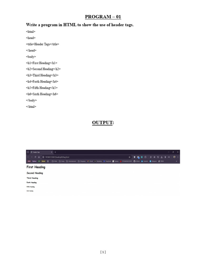 HTML Programming Examples and Usage | PDF | Html Element | Html