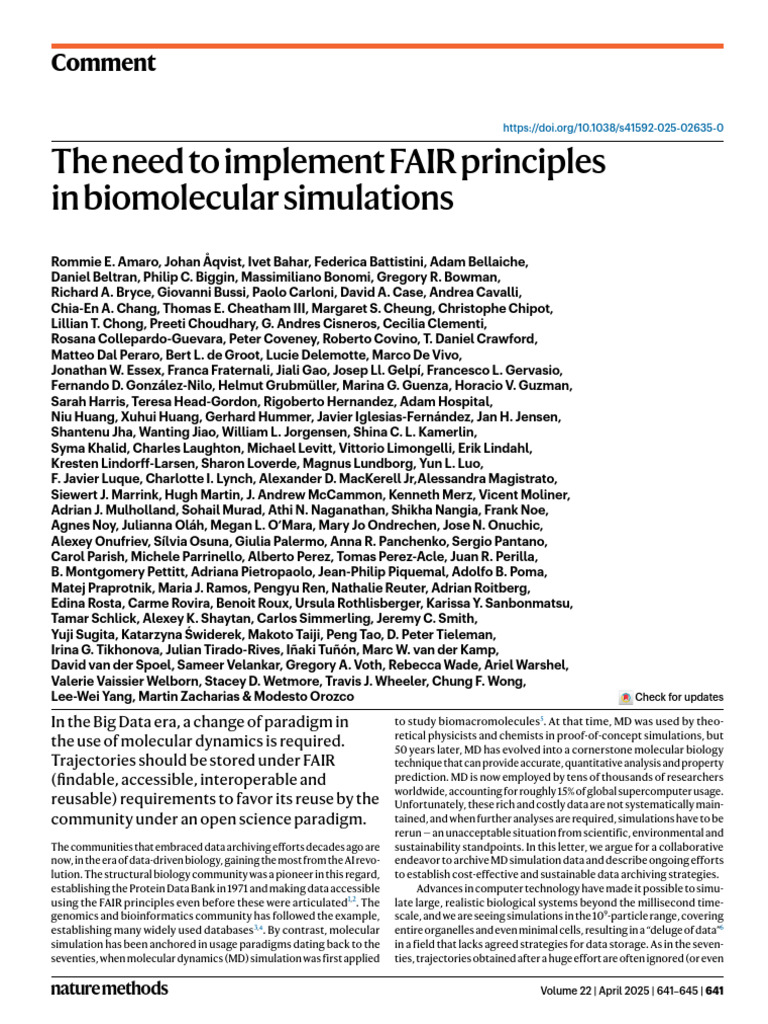 The Need To Implement FAIR Principles in Biomolecular Simulations | PDF ...
