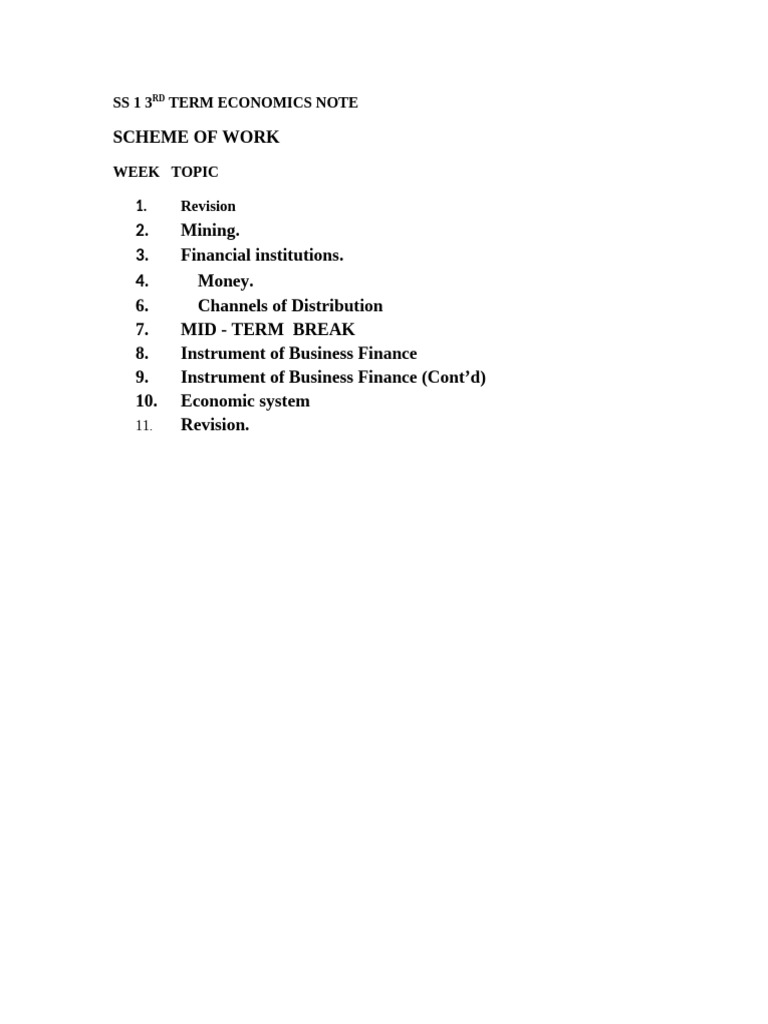 SS 1 3RD TERM ECONOMICS NOTE Edited 1 | PDF | Money | Preferred Stock