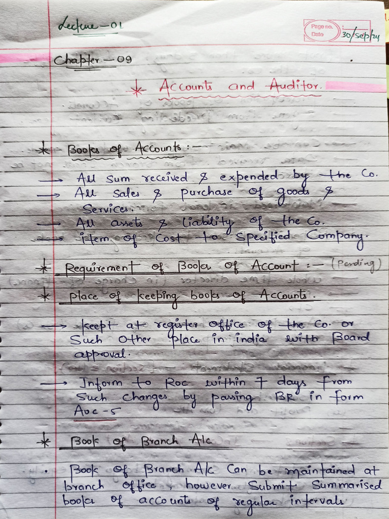 Chapter - 09 Accounts and Auditor Notes by Anu | PDF