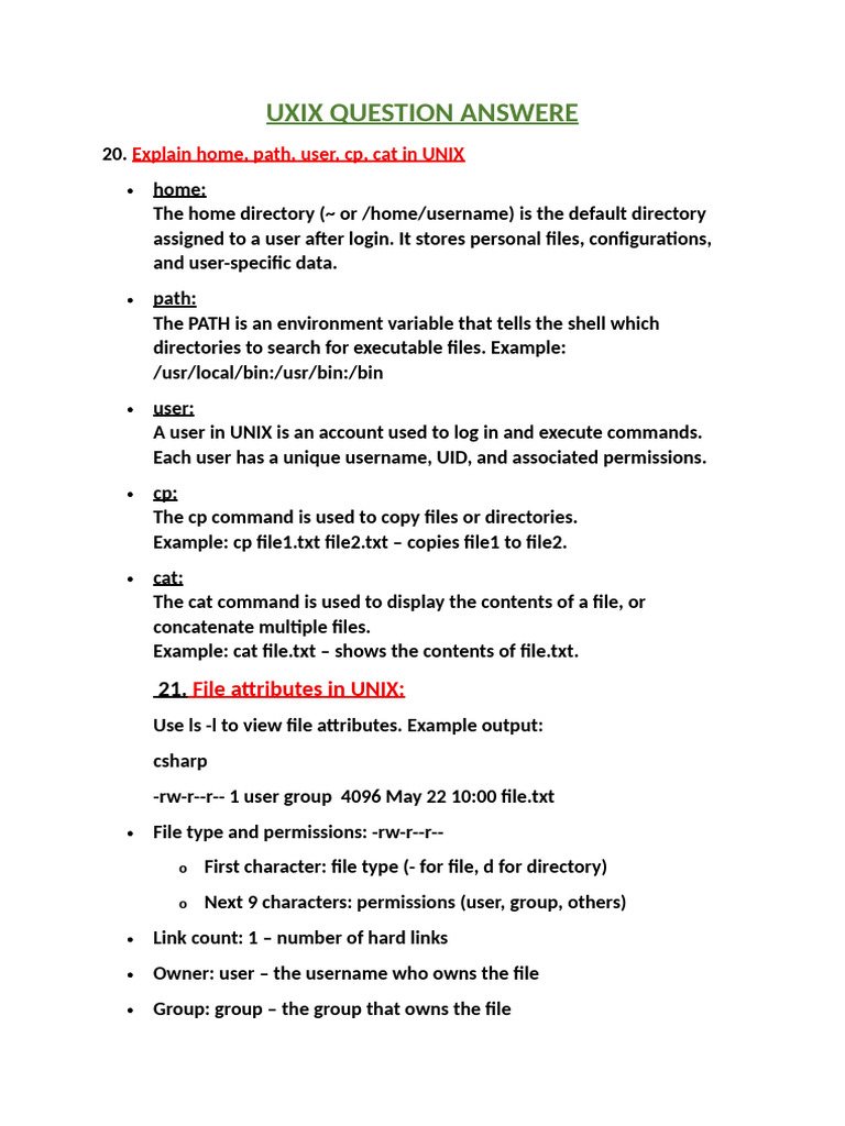 Uxix Question Answere | PDF | Computer File | System Software