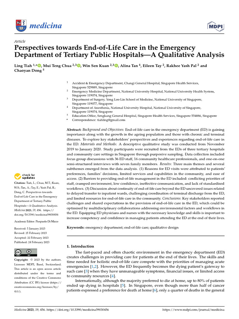 Perspectives Towards End-Of-Life Care in The Emerg | PDF | End Of Life ...