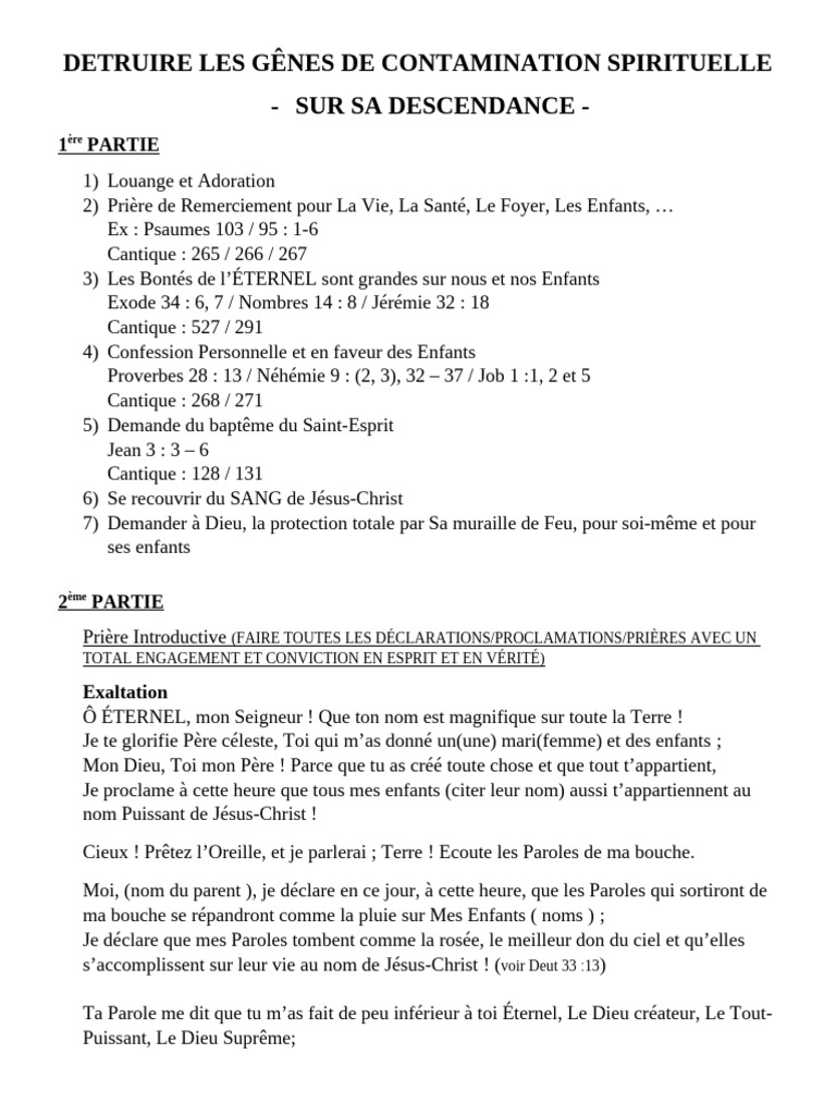 Protection Spirituelle pour la Descendance | PDF | Jésus | Dieu