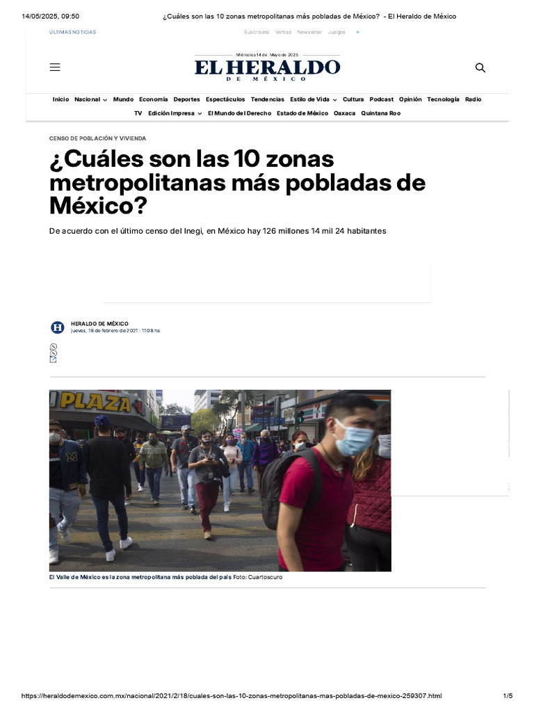 10 Zonas Metropolitanas Más Pobladas de México | PDF | México