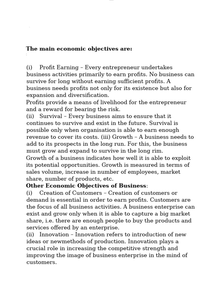 Economic and Social Objectives of Business | PDF | Entrepreneurship ...