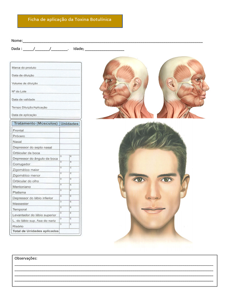 Ficha de Aplicação da Toxina Botulínica | PDF