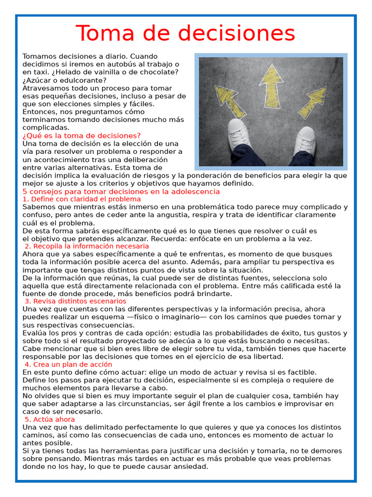 Consejos para decisiones en adolescentes | PDF | Toma de decisiones