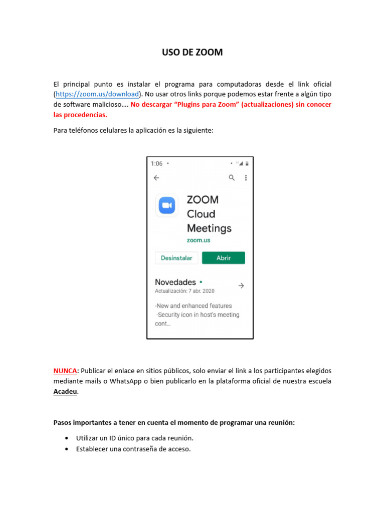 Uso de Zoom | PDF