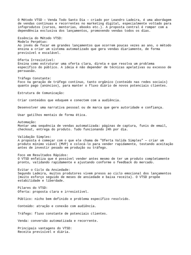 Método VTSD: Vendas Diárias Automatizadas | PDF | Publicidade | Marketing