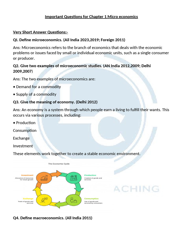 Key Microeconomics Questions and Answers | PDF | Microeconomics | Economics