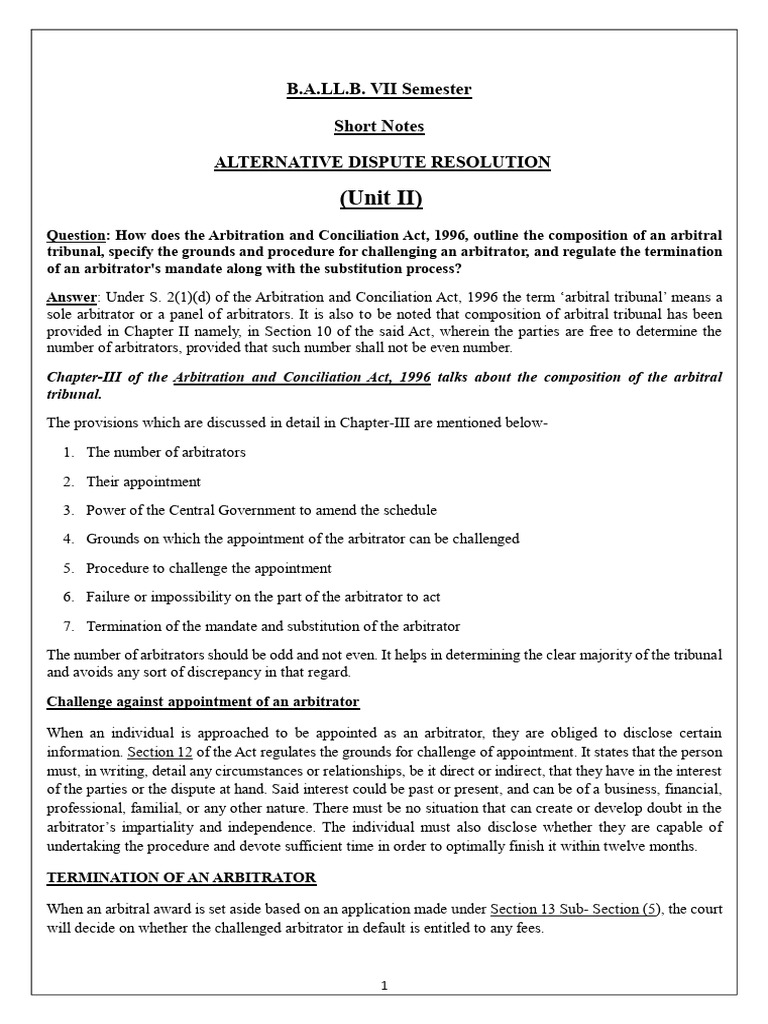 ADR - 2nd Unit Pointer Note | PDF | Arbitral Tribunal | Arbitration