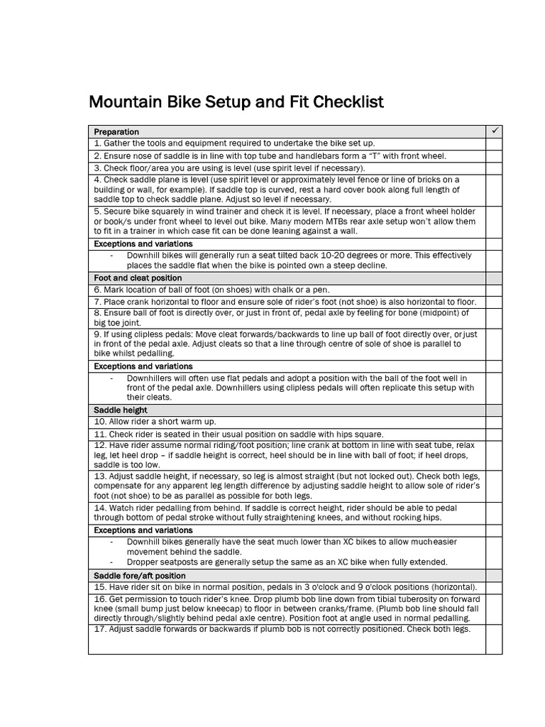 MTB Setup and Fit Guide | PDF | Human Powered Transport | Human Powered ...
