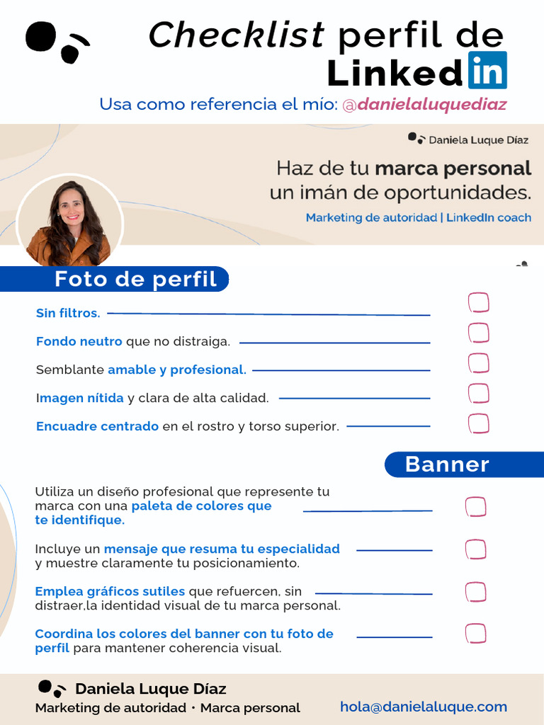 Checklist para Foto de Portada en LinkedIn | PDF | Marketing
