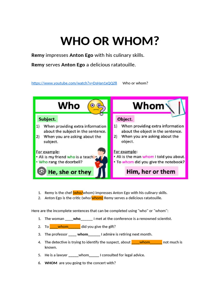 Who or Whom | PDF