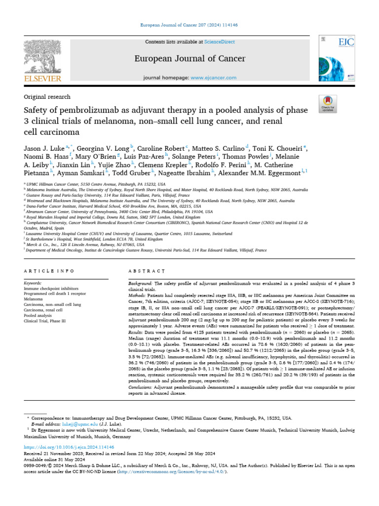 Safety of Pembrolizumab in Cancer Trials | PDF | Clinical Medicine ...