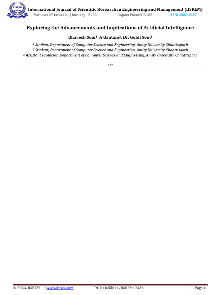 Exploring The Advancements and Implications of Artificial Intelligence ...