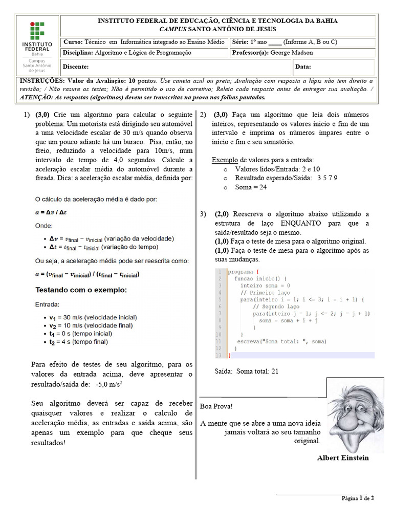 Algoritmos para Cálculo e Lógica de Programação | PDF | Algoritmos
