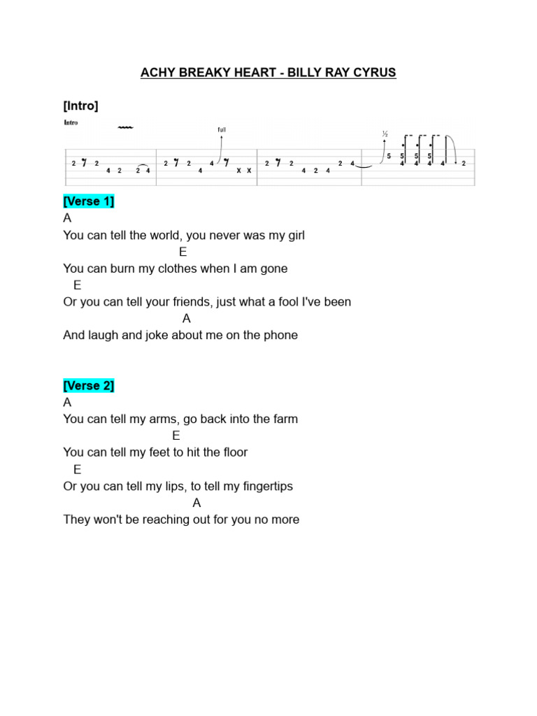 Achy Breaky Heart Lyrics | PDF