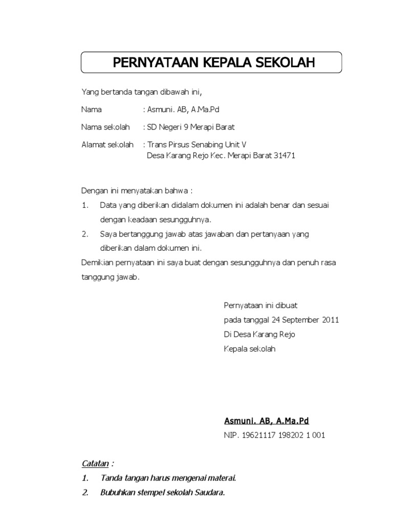Surat Pernyataan Akreditasi