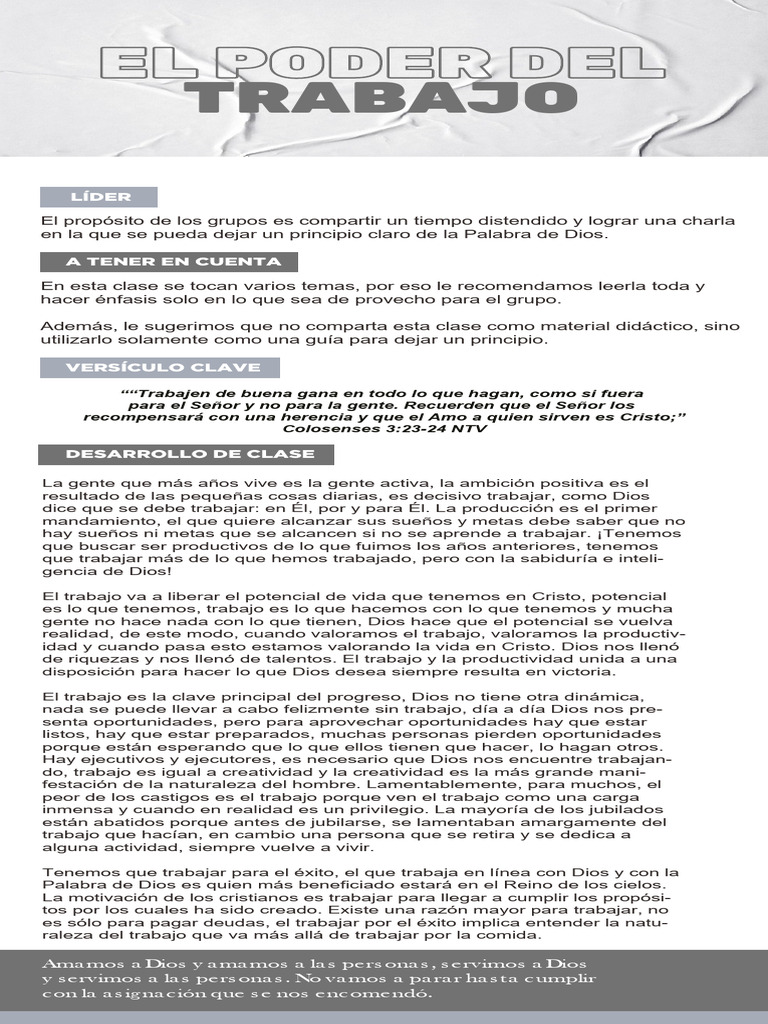 Clase Especial - El Poder Del Trabajo | PDF | Dios