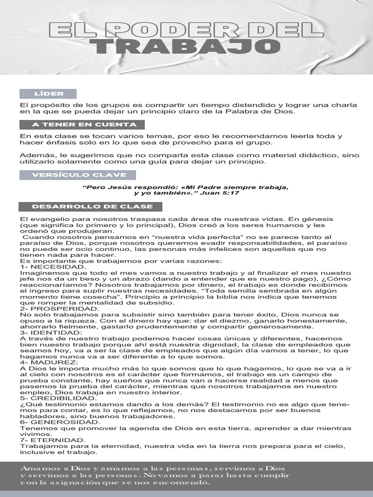Clase 3 - El Poder Del Trabajo | PDF | Creencia religiosa y doctrina