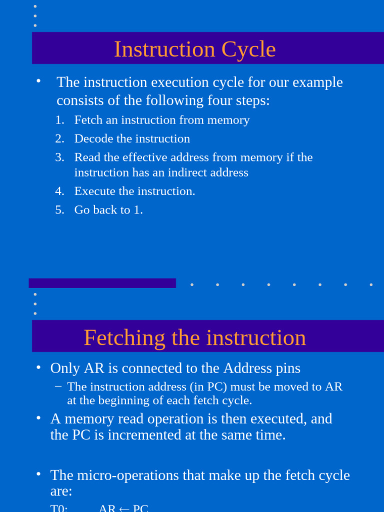 Instruction Cycle: - The Instruction Execution Cycle For Our Example ...