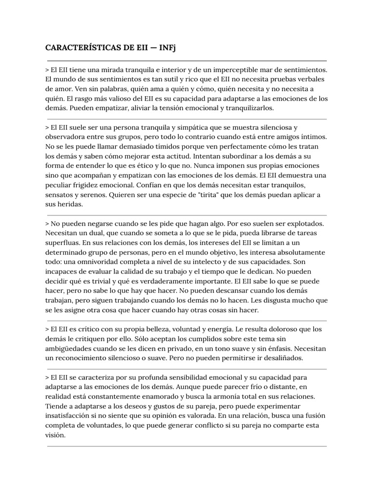 Características del EII-INFj | PDF | Las emociones | Empatía