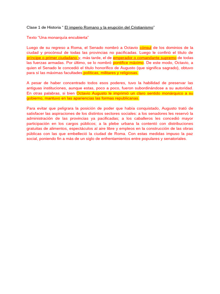 Clase 1 de Historia " El Imperio Romano y La Erupción Del Cristianismo ...
