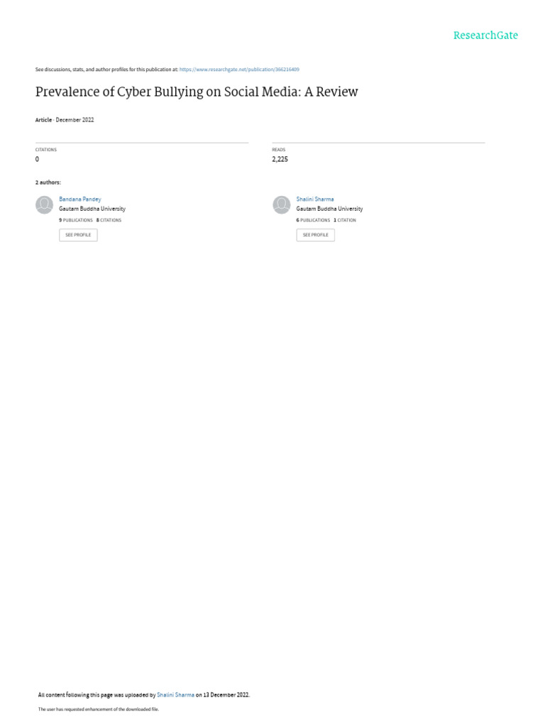 Cyberbullying On Social Media | PDF | Cyberbullying | Bullying