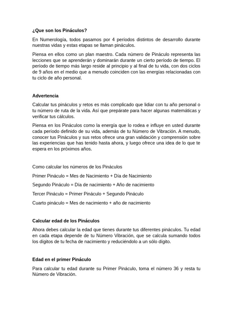 Qué son los Pináculos en Numerología | PDF | Las emociones | Amor