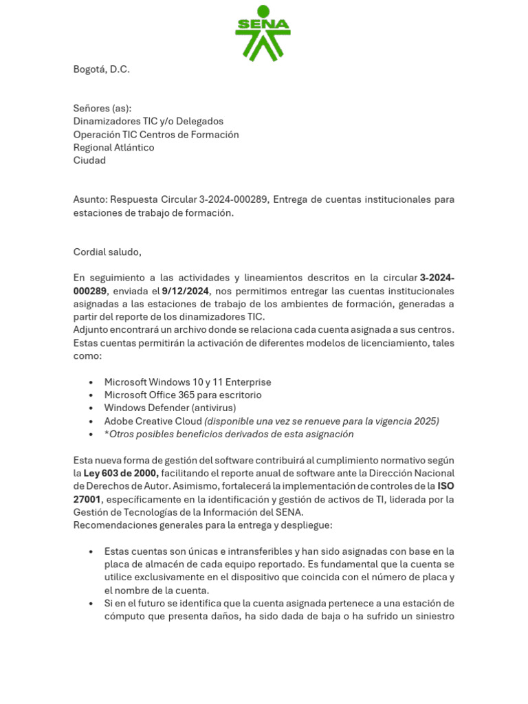Circular 3-2024-000289 | PDF | Contraseña | Microsoft
