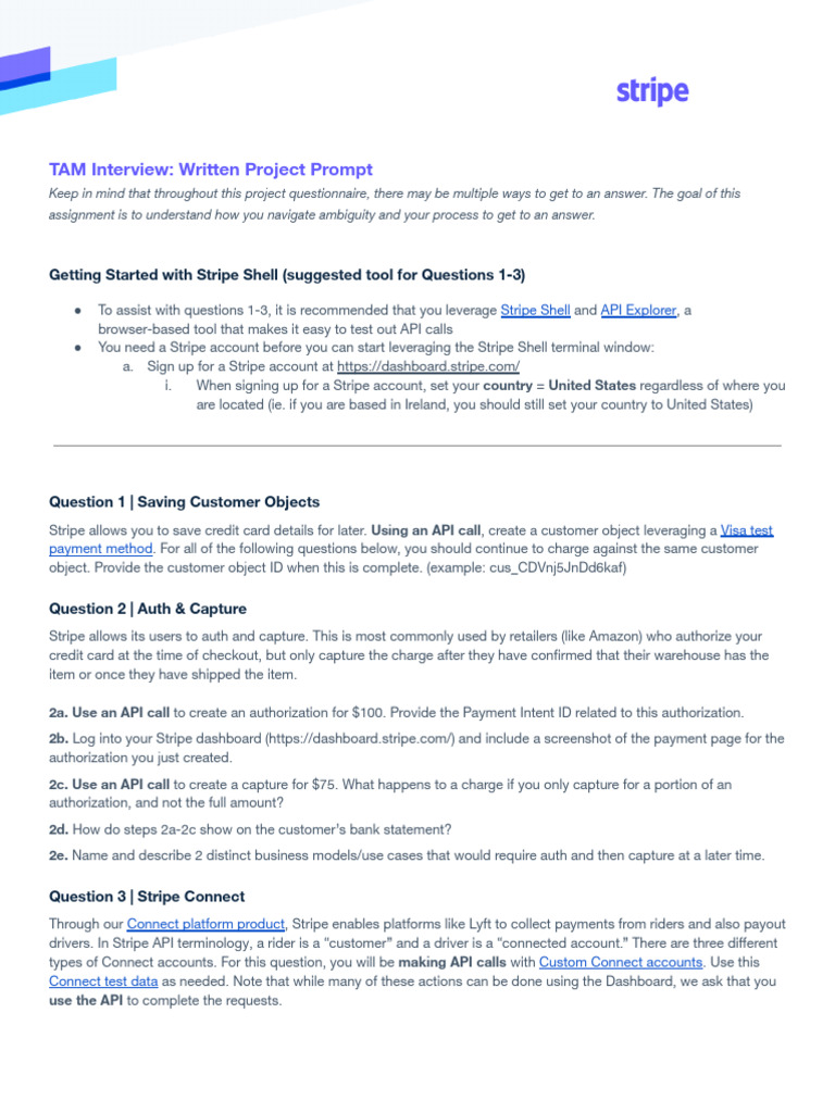 TAM Interview Project: Stripe API Tasks | PDF | Lyft | Fee