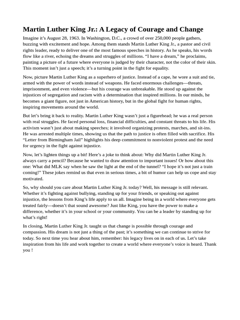 Martin Luther King Jr.'s Impact on Justice | PDF | Martin Luther King Jr.