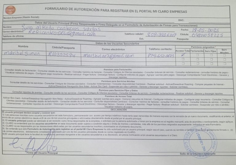 Formulario de Autorización | PDF | Informática | Telecomunicaciones