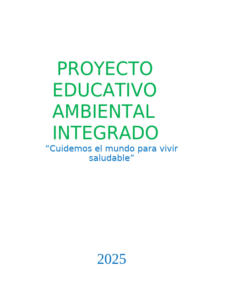 Proyecto Educativo Ambiental 2025 | PDF | Sustentabilidad | Desarrollo ...