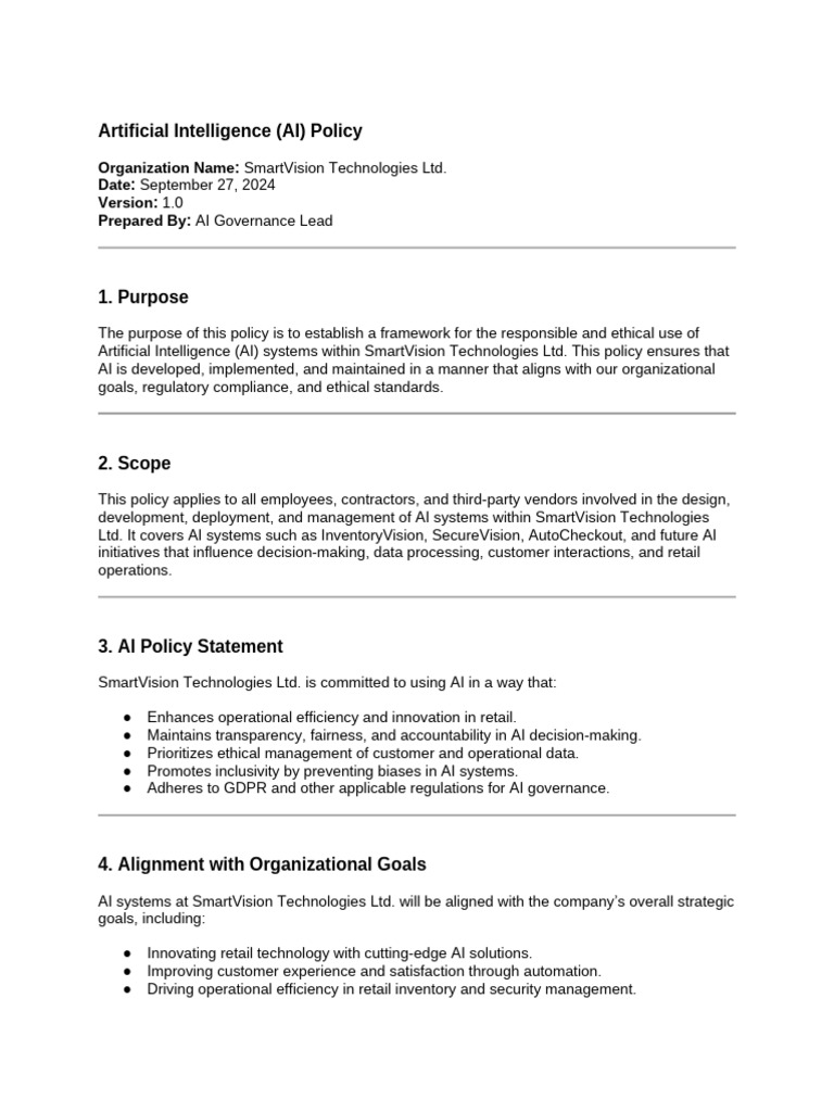 Artificial+Intelligence+(AI)+Policy+for+SmartVision | PDF | Artificial ...