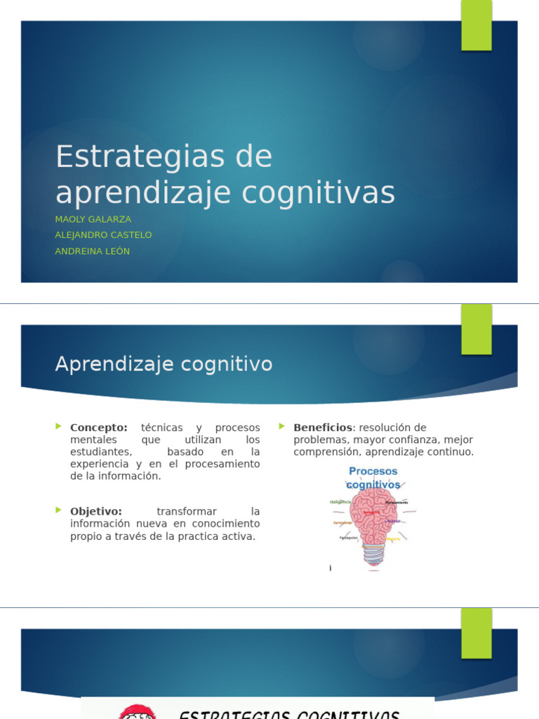 Estrategias de Aprendizaje Cognitivas | PDF