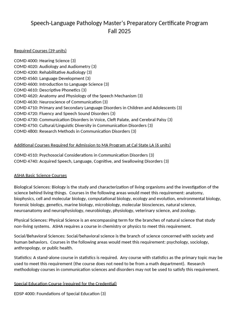 Speech-Language Pathology Certificate Program | PDF